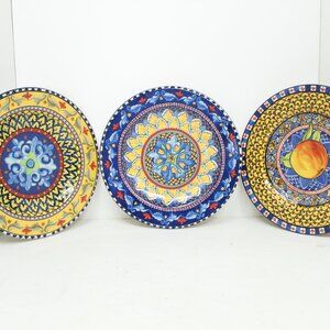 WILLIAMS SONOMA CALIFORNIA CERAMIC SALAD PLATE SICILIY 9" LOT OF 3 MADE IN ITALY